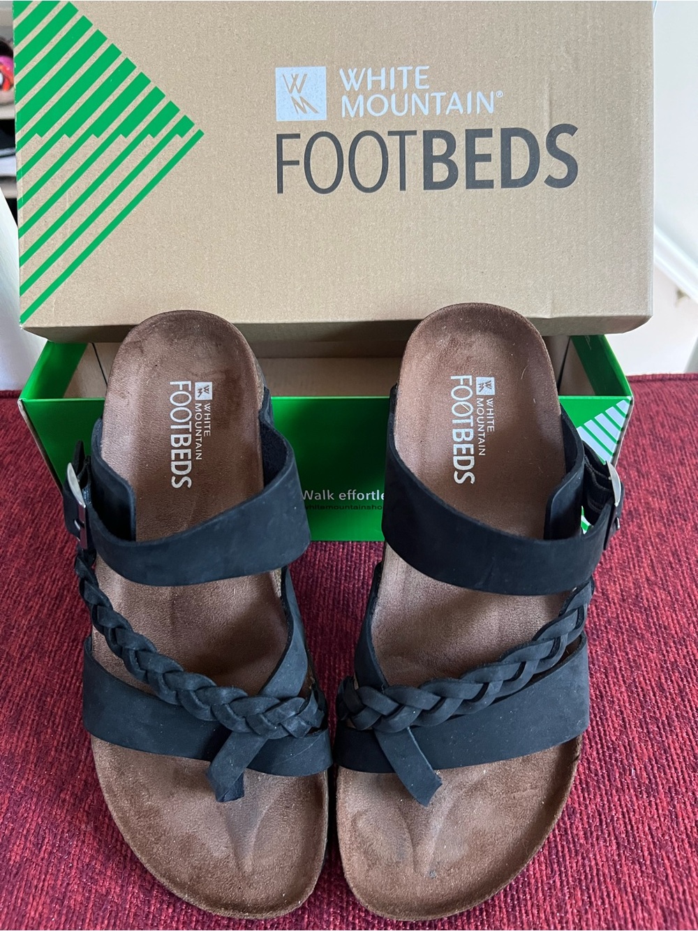 White Mountain Black Braided Strap Sandals - Picture 6 of 6